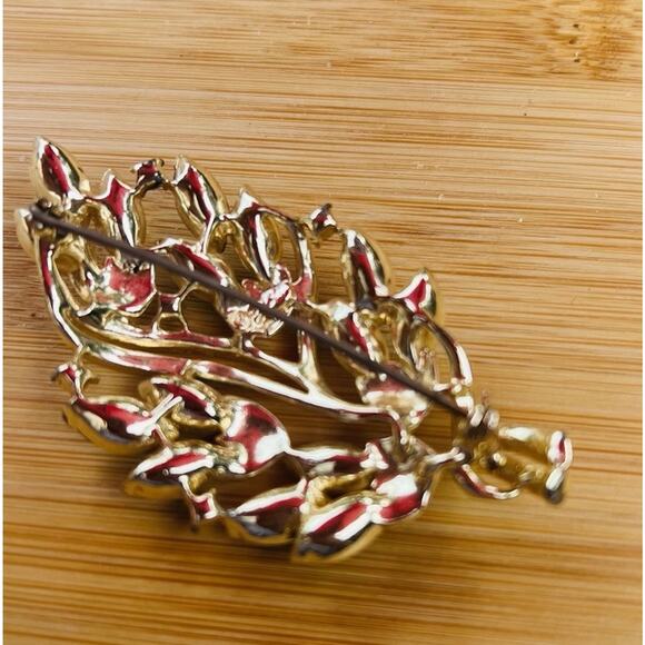 Vintage CORO Siam Blue Rhinestone Brooch Pin Signed Vintage Jewelry - Picture 5 of 9